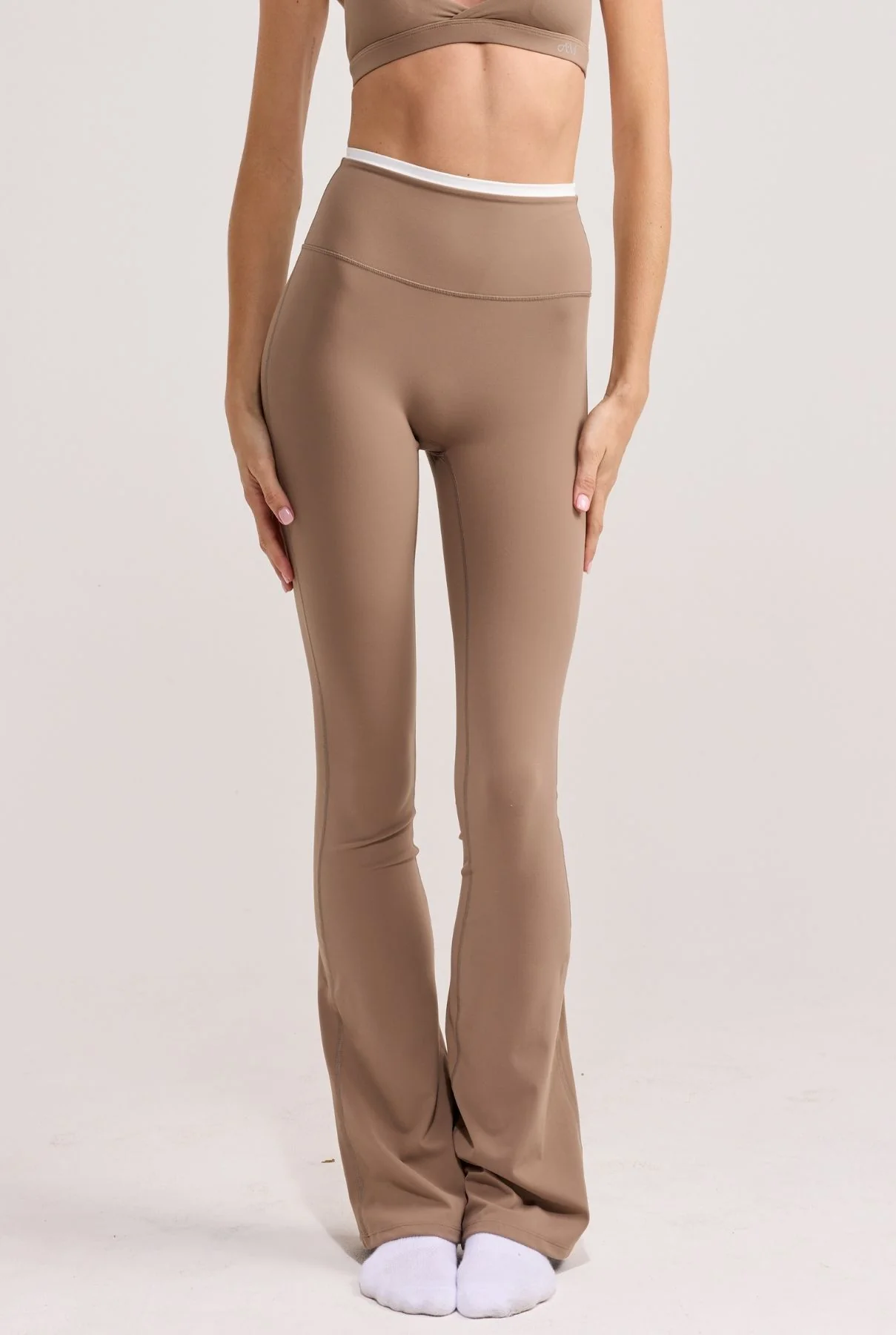 Latte Layered Subtle Scrunch Flared Legging - Image 4