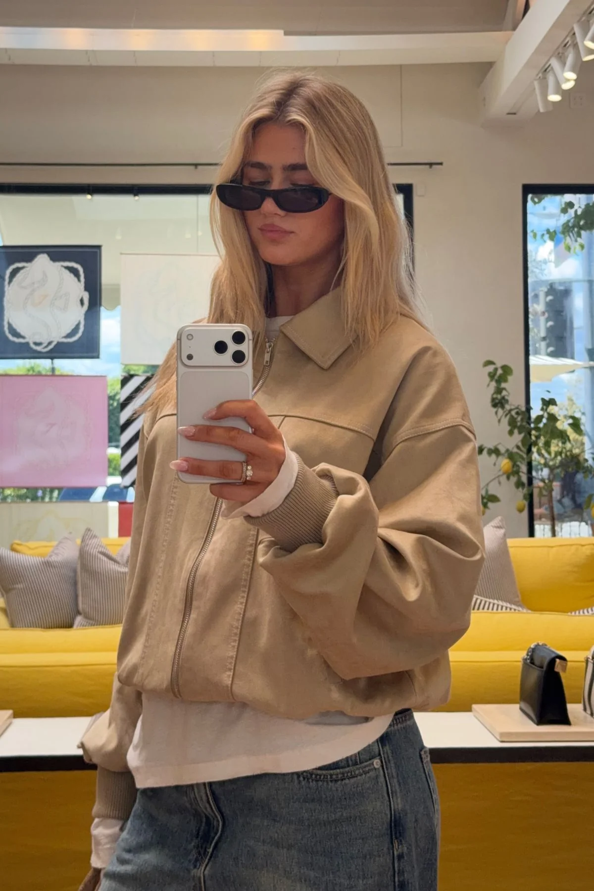 Sand Faux Suede Harper Jacket - Image 14