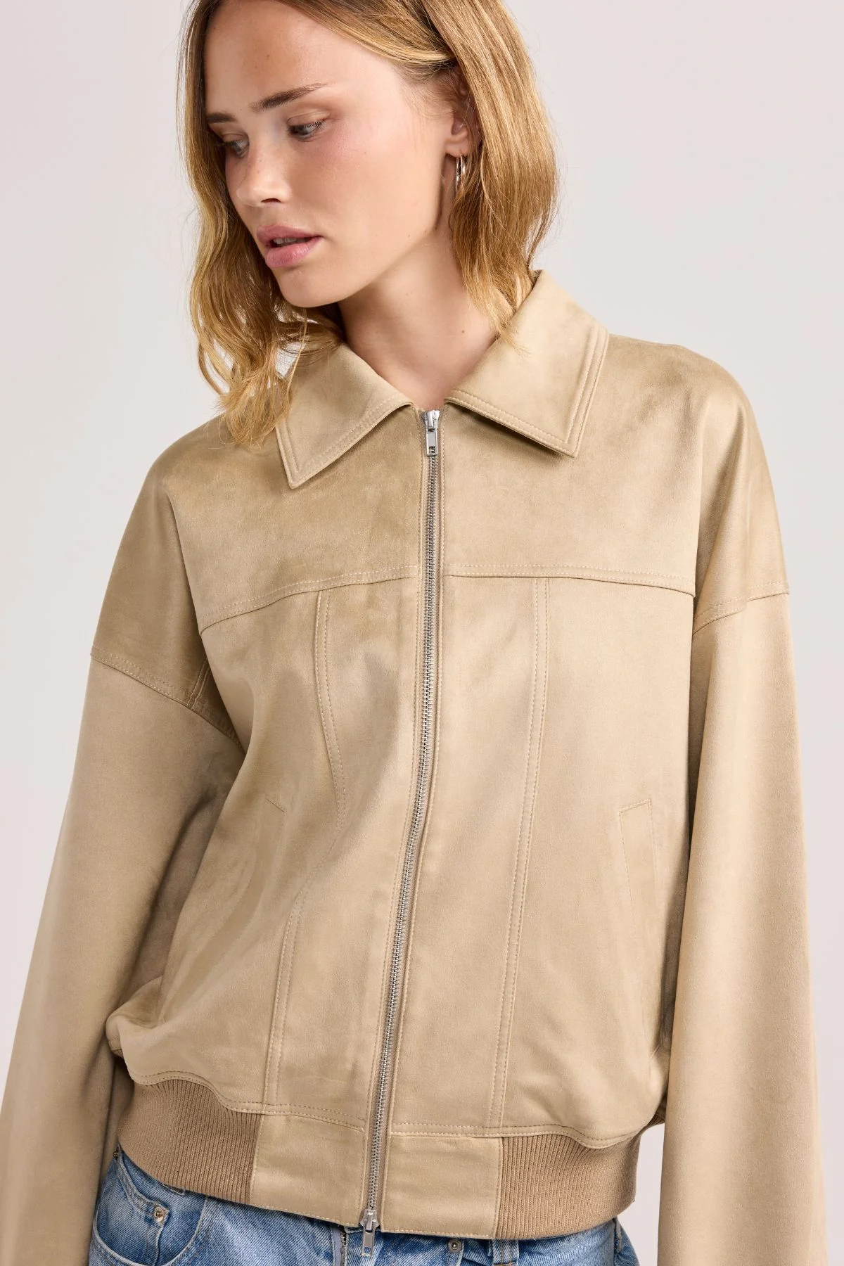 Sand Faux Suede Harper Jacket - Image 3