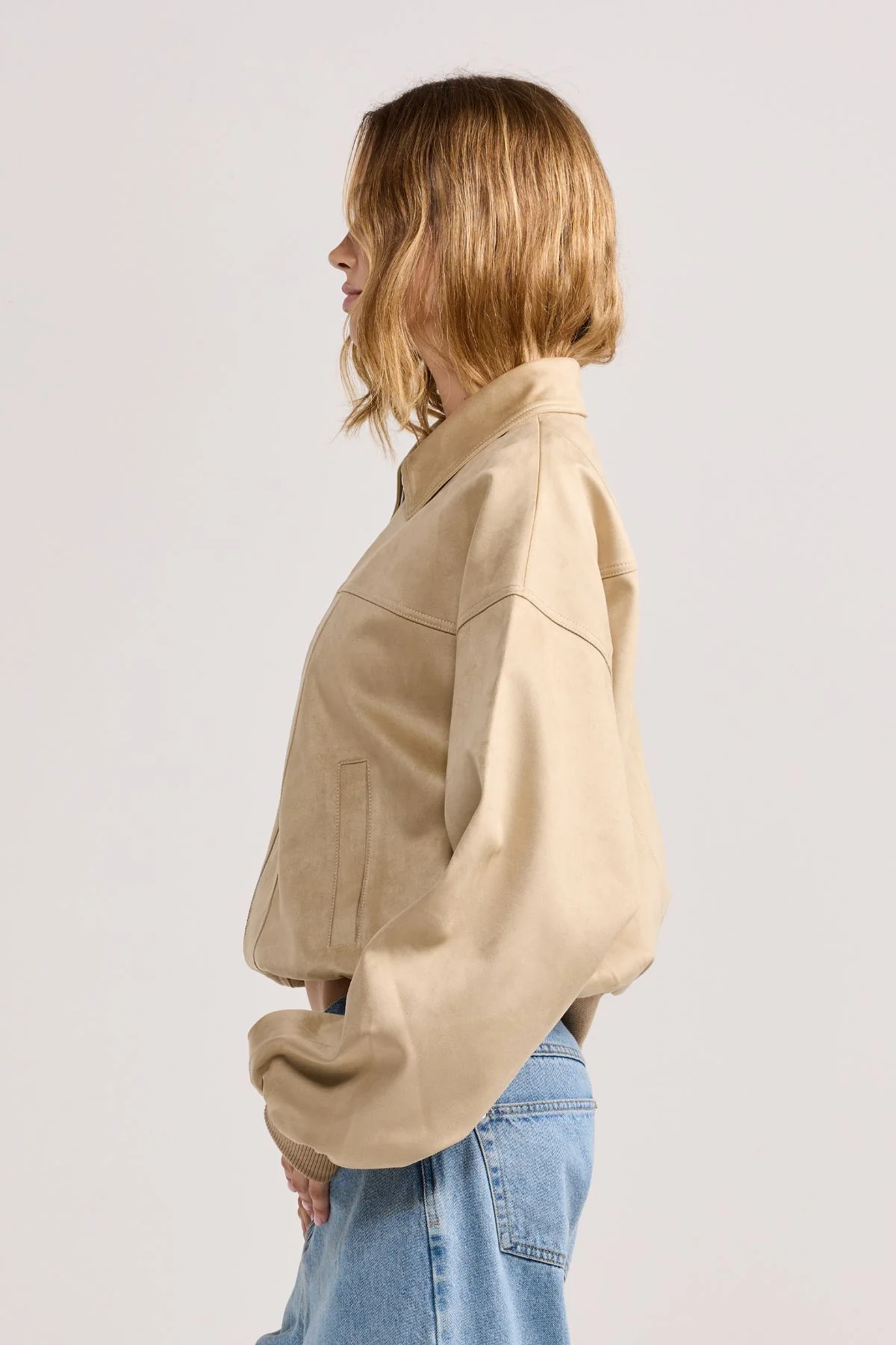 Sand Faux Suede Harper Jacket - Image 6